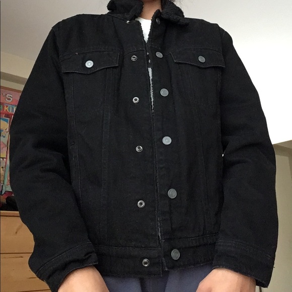 lined black denim jacket